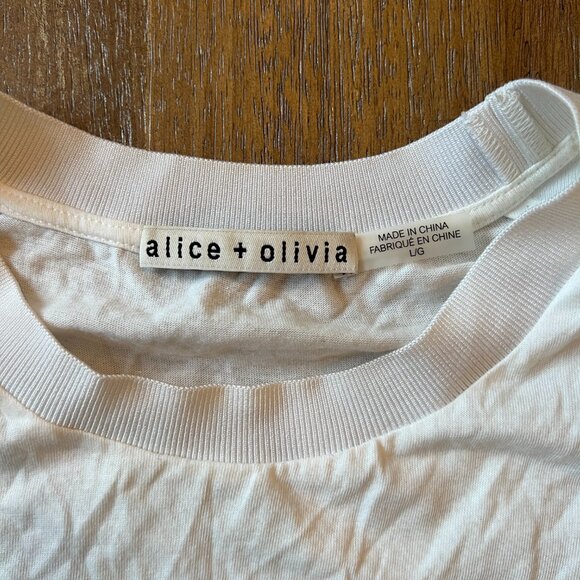 Alice + Olivia - White Shoulder Pad Cropped Muscle Sleeve Tank - Size L - Picture 4 of 7